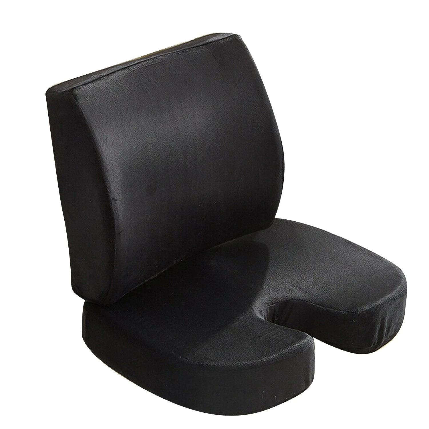 Memory Foam Back Support Chair Seat Cushion Pillows - Black Back+Seat Cushion