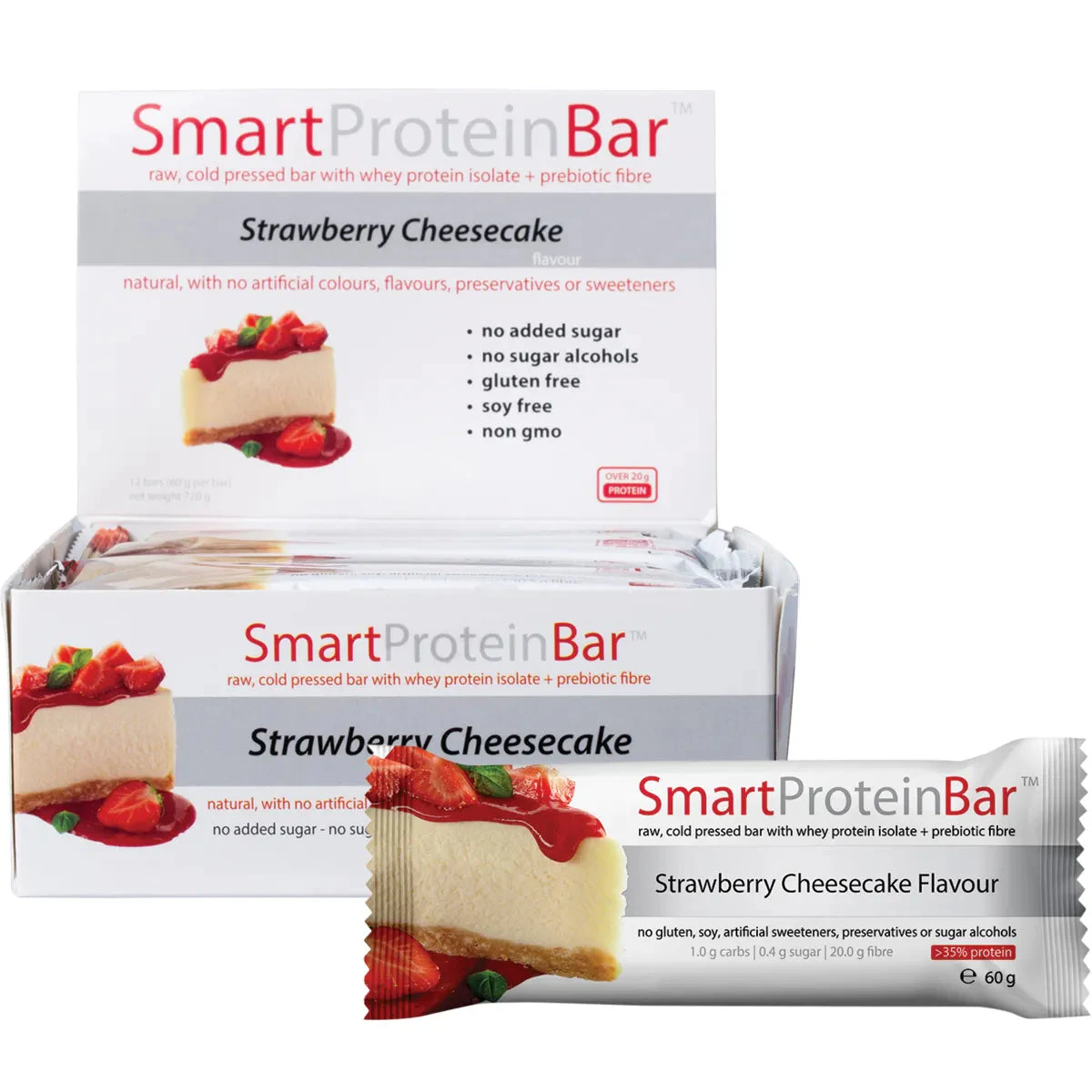 Smart Protein Bar Strawberry Cheesecake Flavour Protein Bar 12x60g