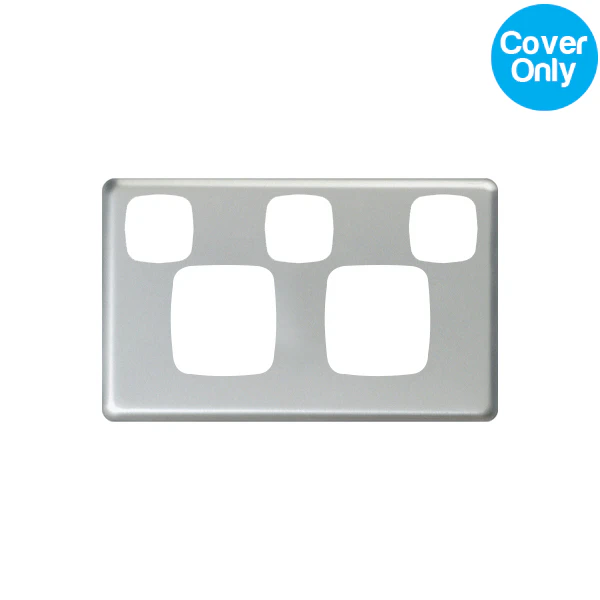 HPM Excel Double Powerpoint + Extra Switch Matt Silver Metal Cover