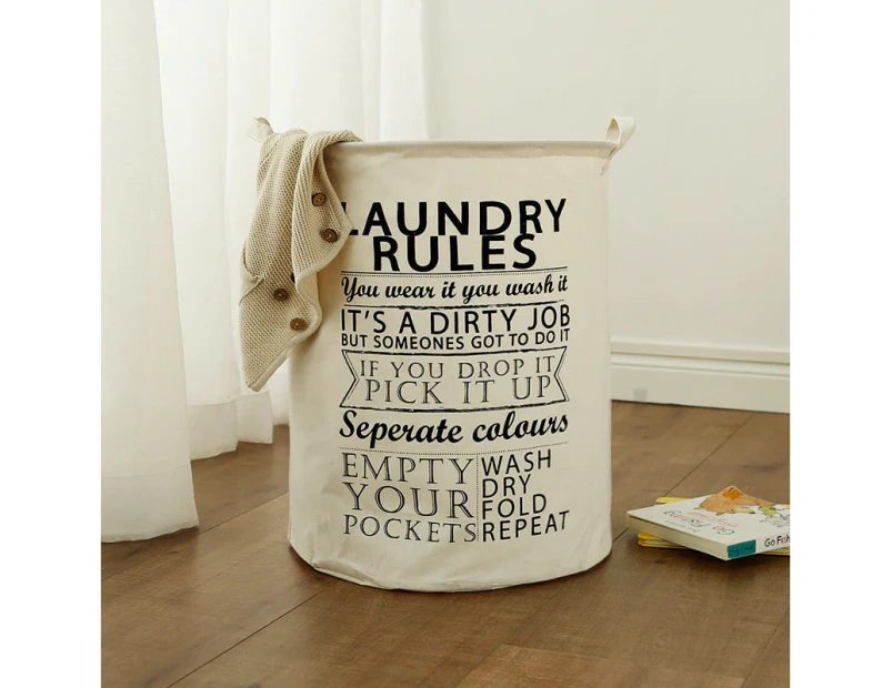 Round Laundry Hamper Laundry Basket Laundry Bucket,Laundry Rules,40*50cm