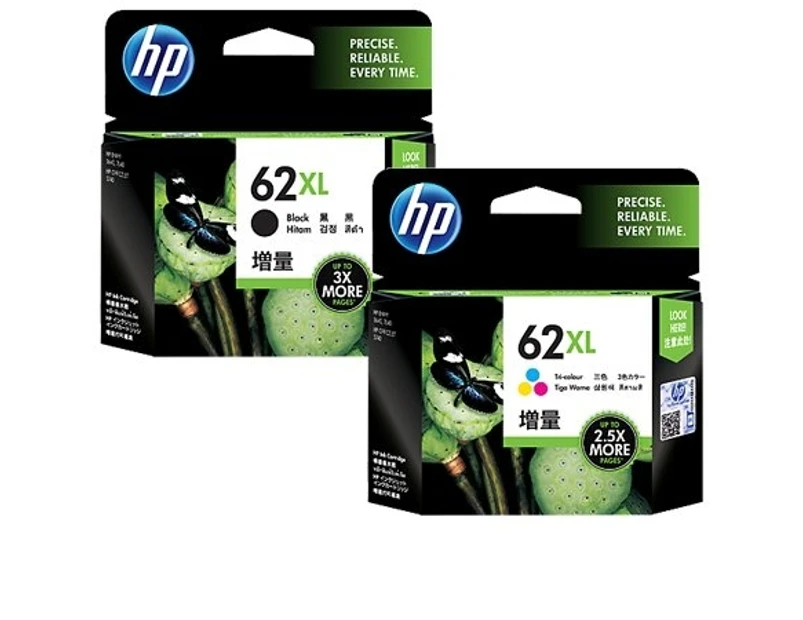4 Pack HP 62XL Original High Yield Inkjet Cartridges C2P05AA + C2P07AA [2BK,2CL]