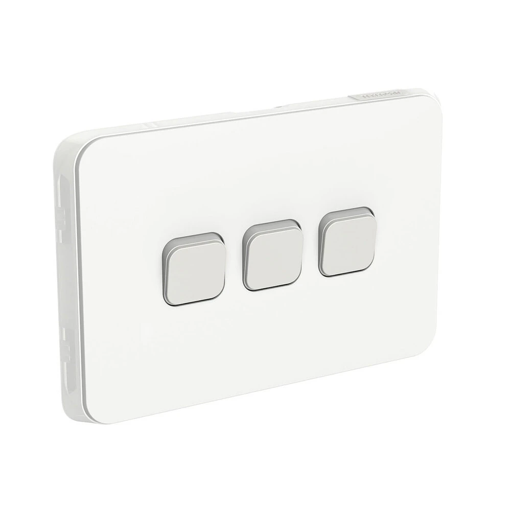 Clipsal Iconic 3 Gang Horizontal Switch 10A White