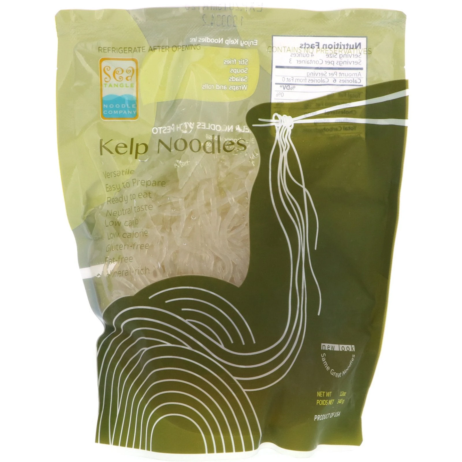 Sea Tangle Noodle Company, Kelp Noodles, 12 oz (340 g)