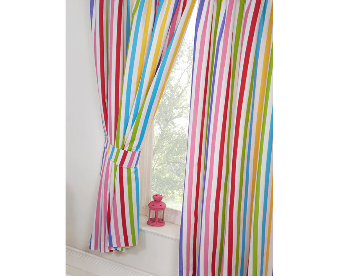 Rainbow Sky Striped Lined Curtains