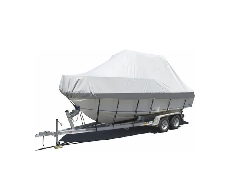 Premium 17-19ft 5.2-5.8m Heavy Duty 600D Canvas Trailerable Jumbo Boat Cover Grey