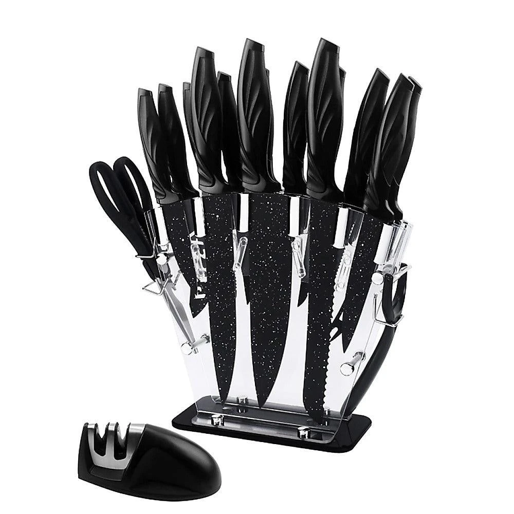 18 Pc Knife Set With Block And Sharpener