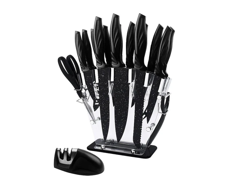 18 Pc Knife Set With Block And Sharpener