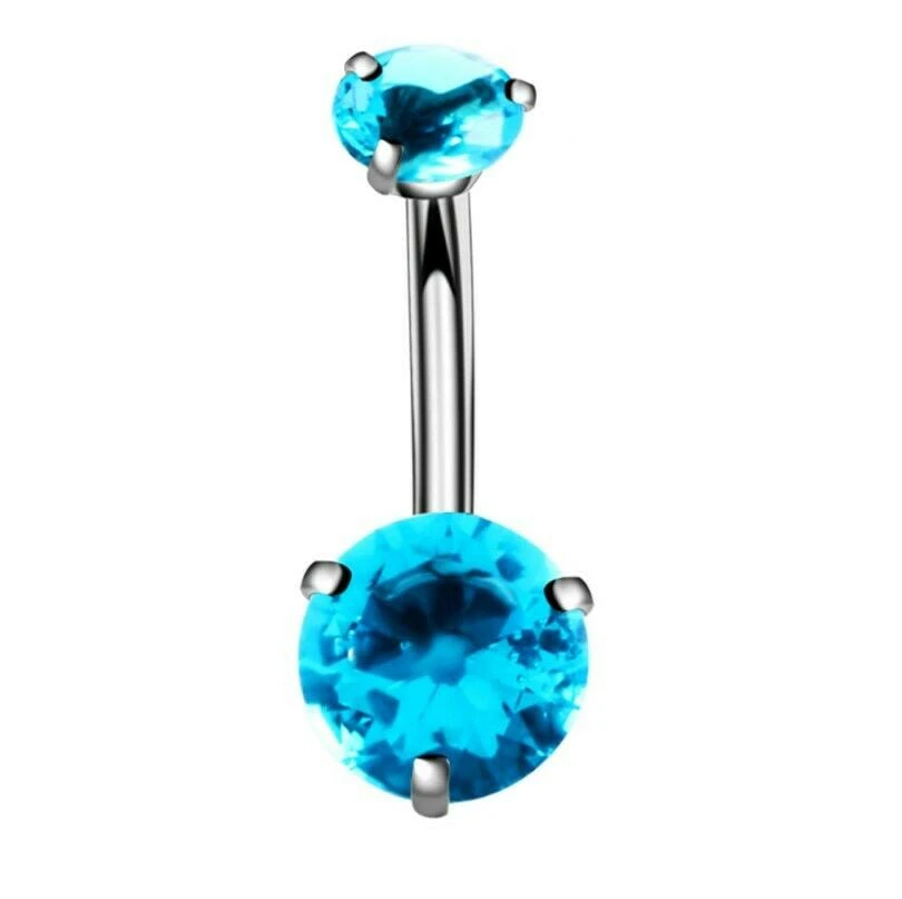 Navel Belly Piercing Zircon Curved Bar Jewellery - Aqua