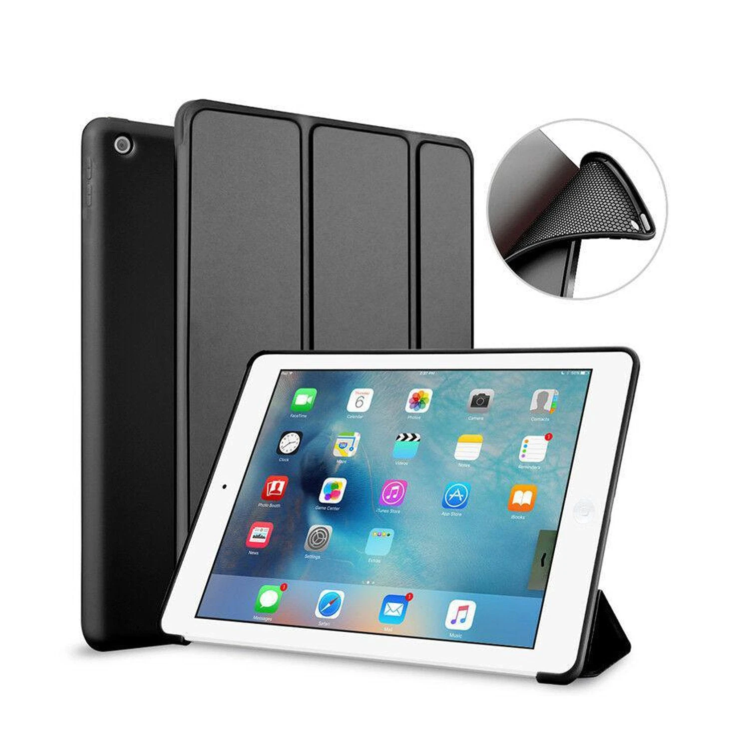 IPad 7th Generation Smart Cover Stand iPad Case - Black Shockproof