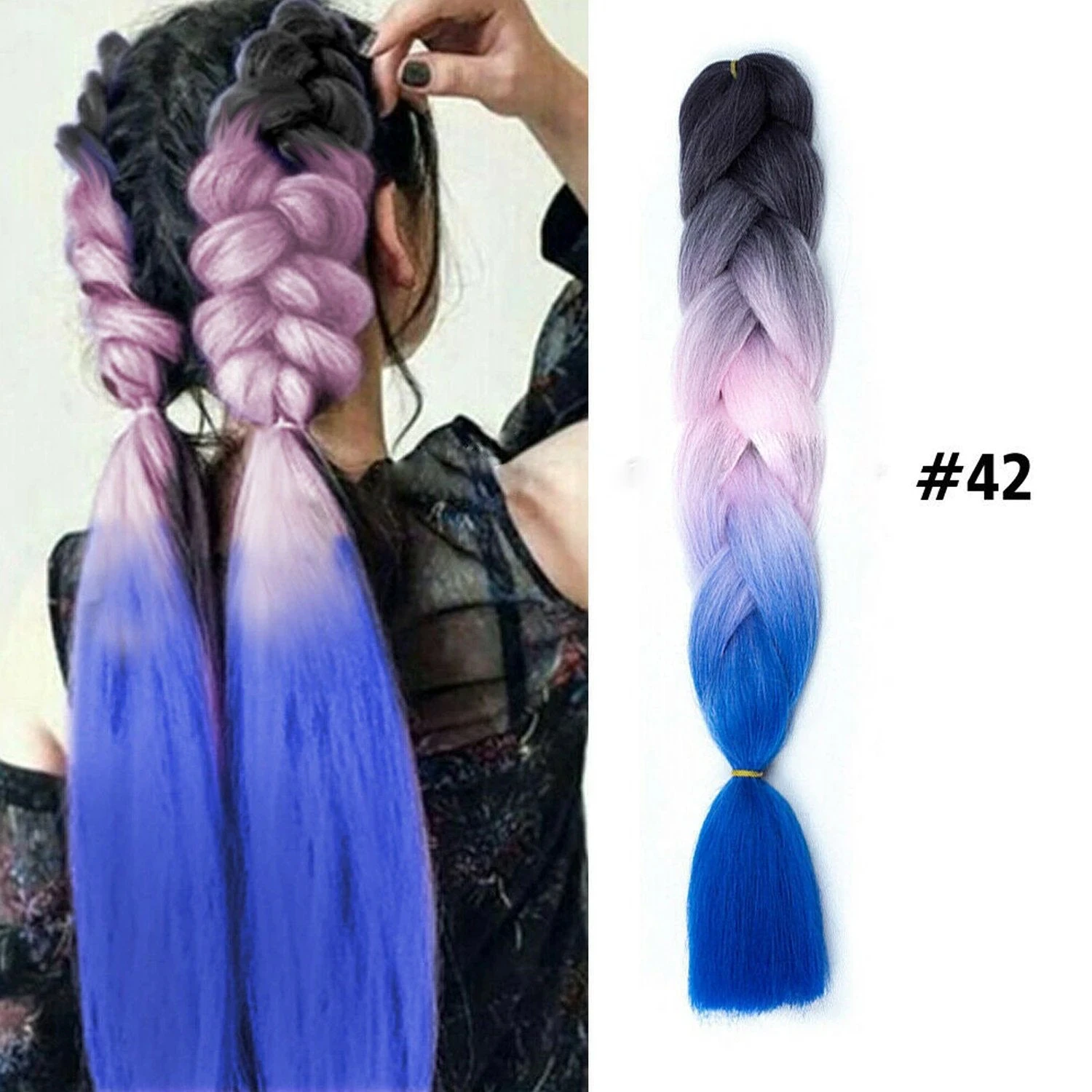 Hair Synthetic Braids Hair Extensions Coloured Crochet - #42