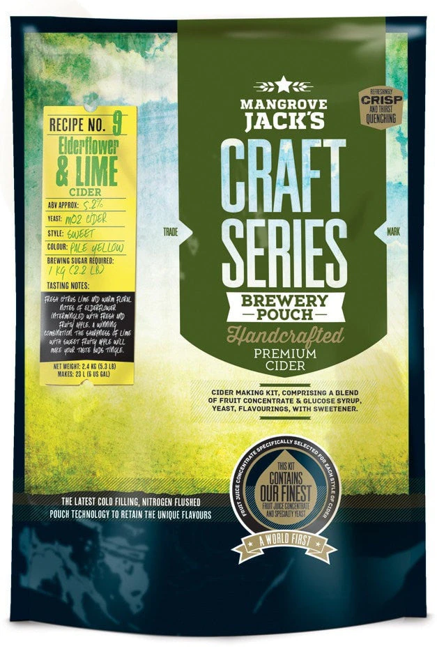 Mangrove Jacks Craft Series Elderflower & Lime Cider Pouch (makes 23L) - No thanks