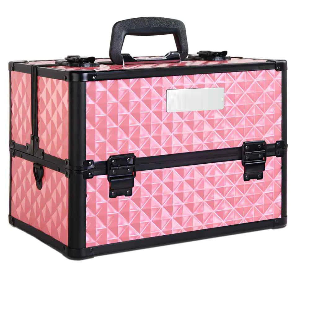 Portable Cosmetic Makeup Suitcase - Diamond Pink