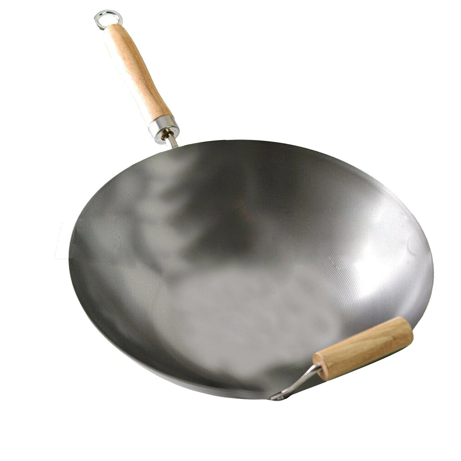 Kithchen Carbon Steel Wok Wood Handle Flat Base