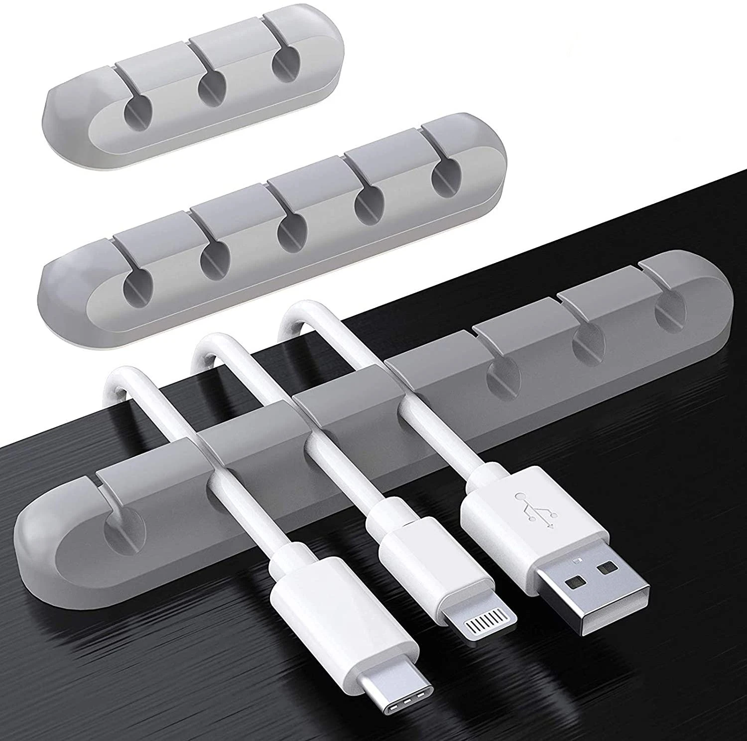 Cable Clips Cord Management Cable Organiser - Grey 3pcs