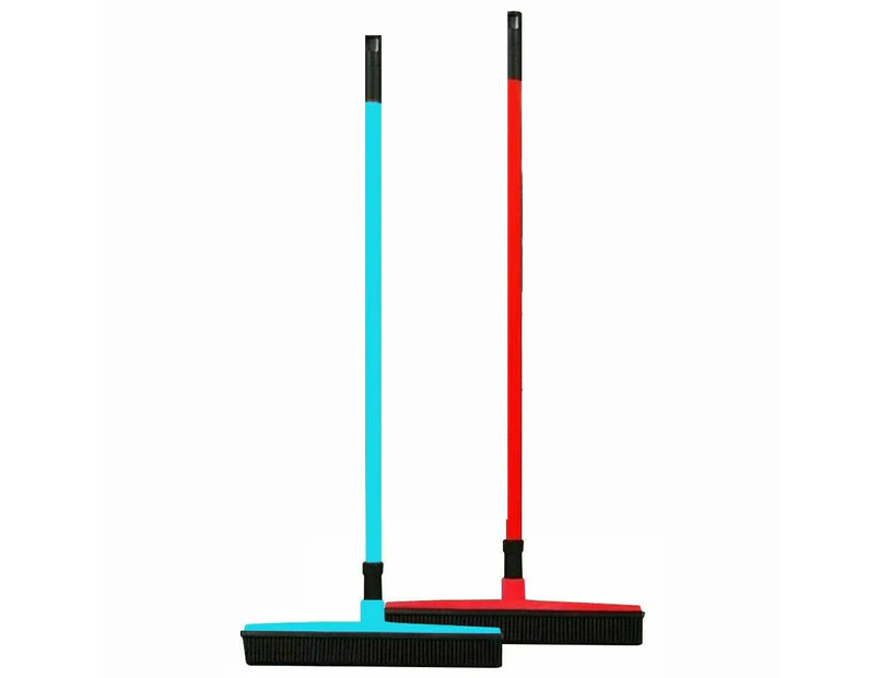 Pet Hair Sweeper Long Handle Rubber Broom - Red