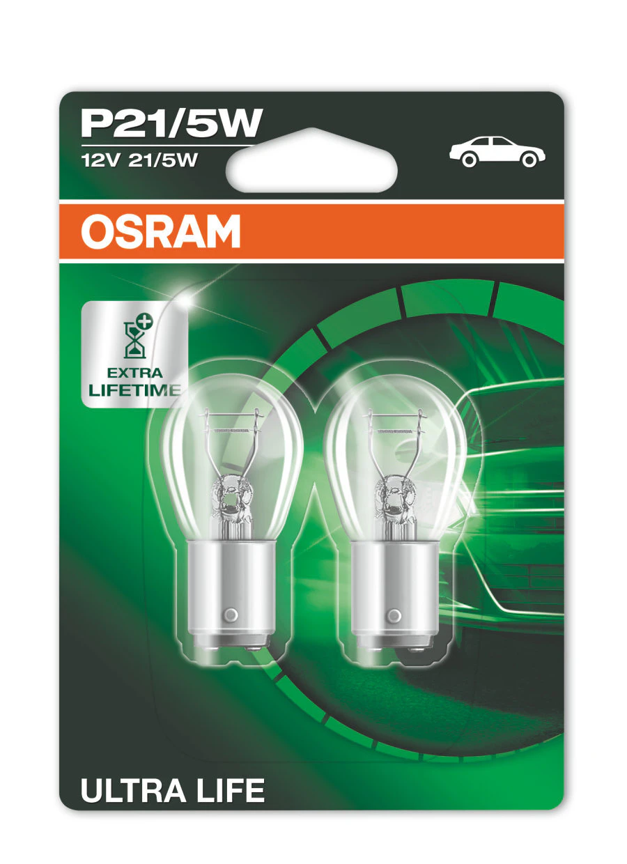 Osram Globes (pk 2) Bayonet 12v 21/5w 7528ult-02b