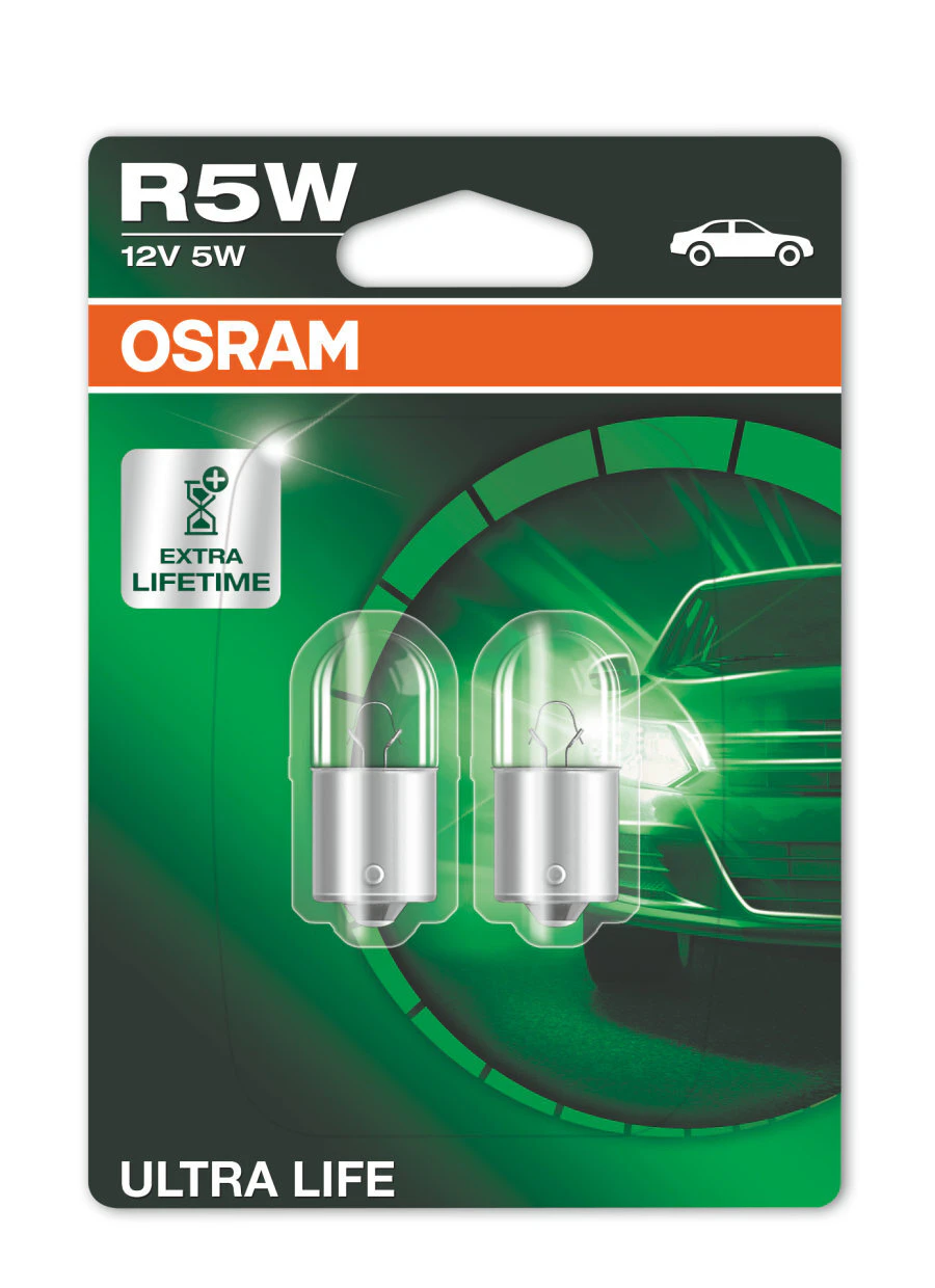 Osram Globes Ultra Life (pk 2) Bayonet Ba15s 12v 5w 5007ult-02b