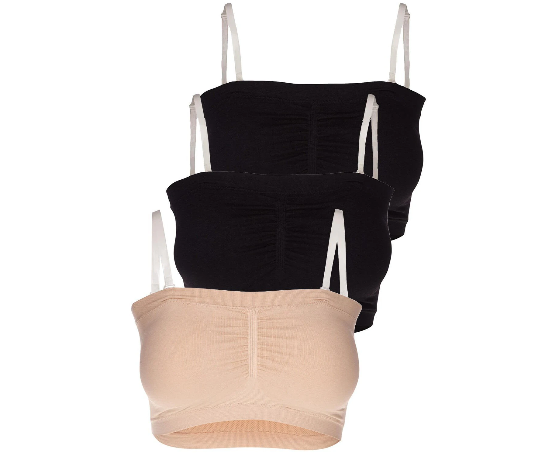 Nursing Padded Bandeau Bra Pack - 2 Black 1 Nude