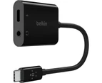 Belkin RockStar USB-C Charge Adapter Cable w/ 3.5mm Audio For Galaxy S6 Black