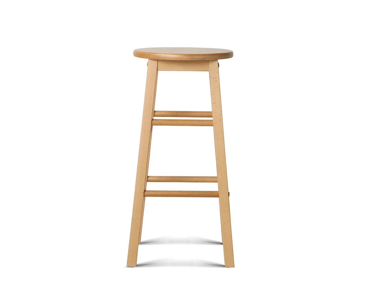 LANGRIA Set of 2 Beech Wood Backless Bar Stools - Natural