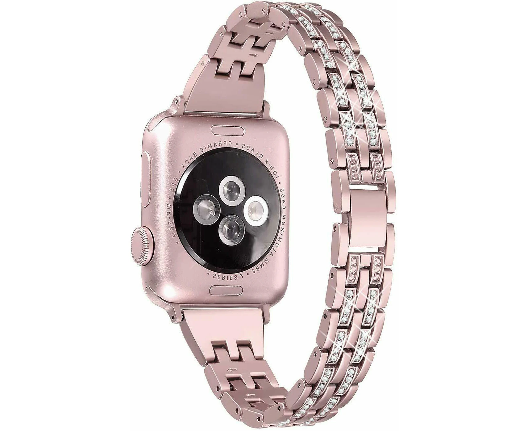 For Apple Watch iWatch Series 5 4 3 2 1 Diamond Stainless Steel Band 40mm - Rose Gold