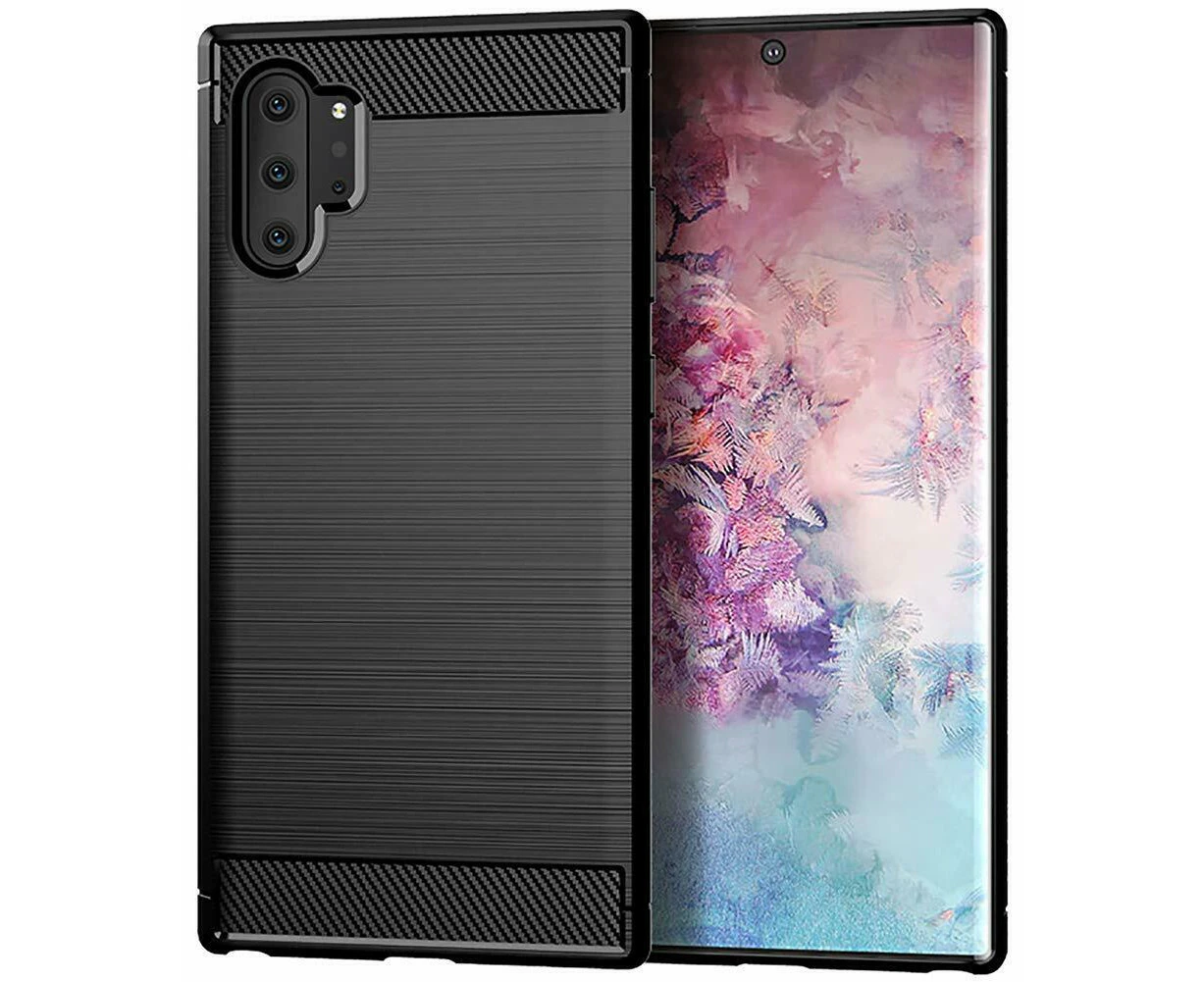 For Samsung Galaxy Note10+ Plus Heavy Duty Anti Fingerprint Bumper Tough Case - Black