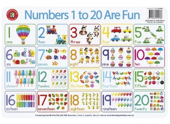 Learning Can Be Fun - Numbers 1 to 20 Placemat