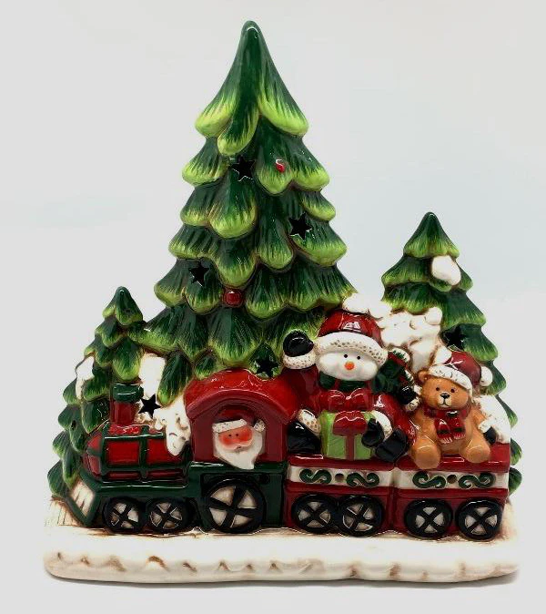 Christmas Santa and Train LED Ceramic Decoration 26cm