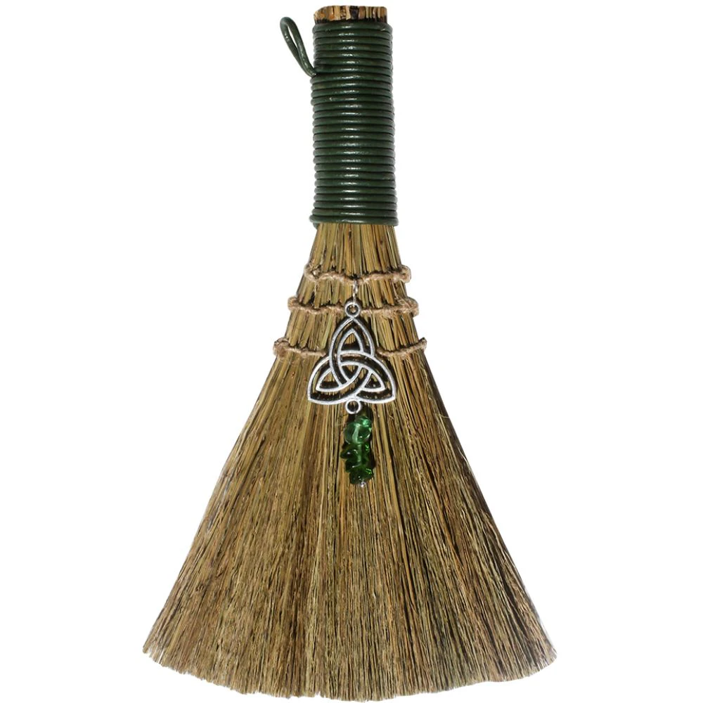 Crystal Wonderland Wicca Broom Triquetra with Green Aventurine 20cm