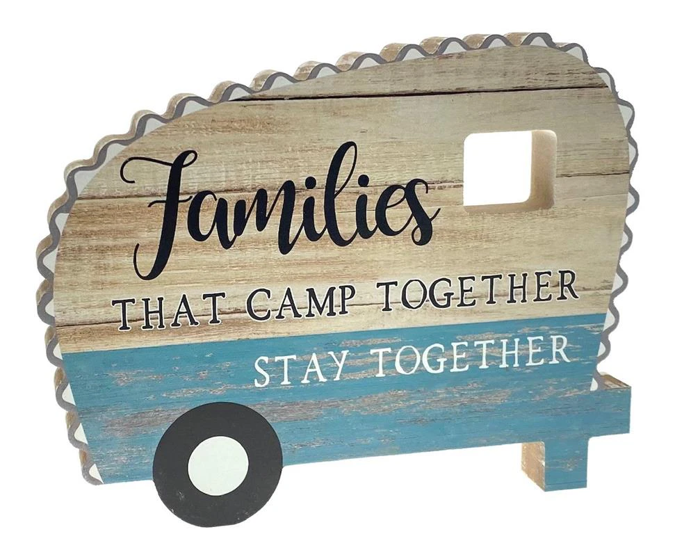 Country Wooden Farmhouse Sign Caravan Families Camp Together Plaque