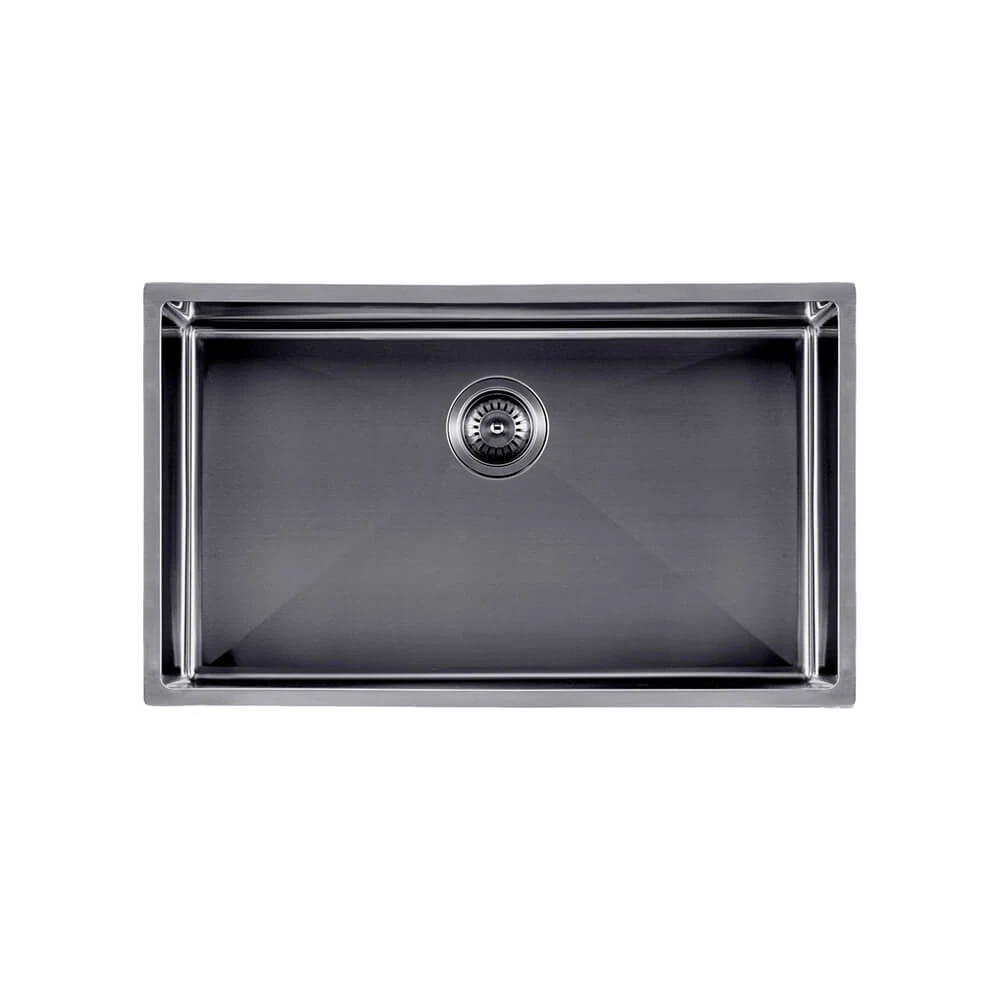 AGUZZO Stainless Steel Kitchen and Laundry Sink - 762mm Single Bowl DEEP - Gunmetal Grey - Top/Under Mount