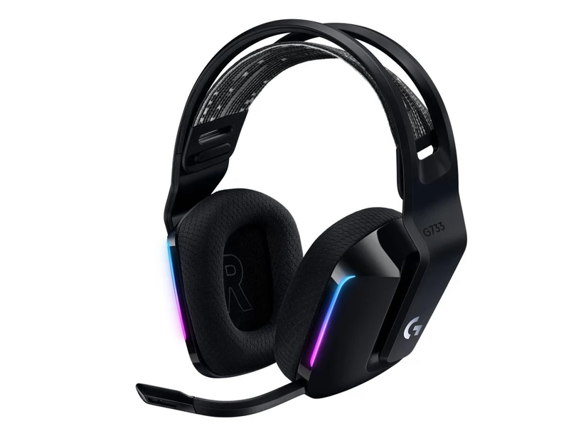 Logitech G733 Lightspeed Wireless RGB Gaming Headset Black USB Headphones Frequency Response: 20 Hz - Detchable Cardioid Unidirectional Microphone