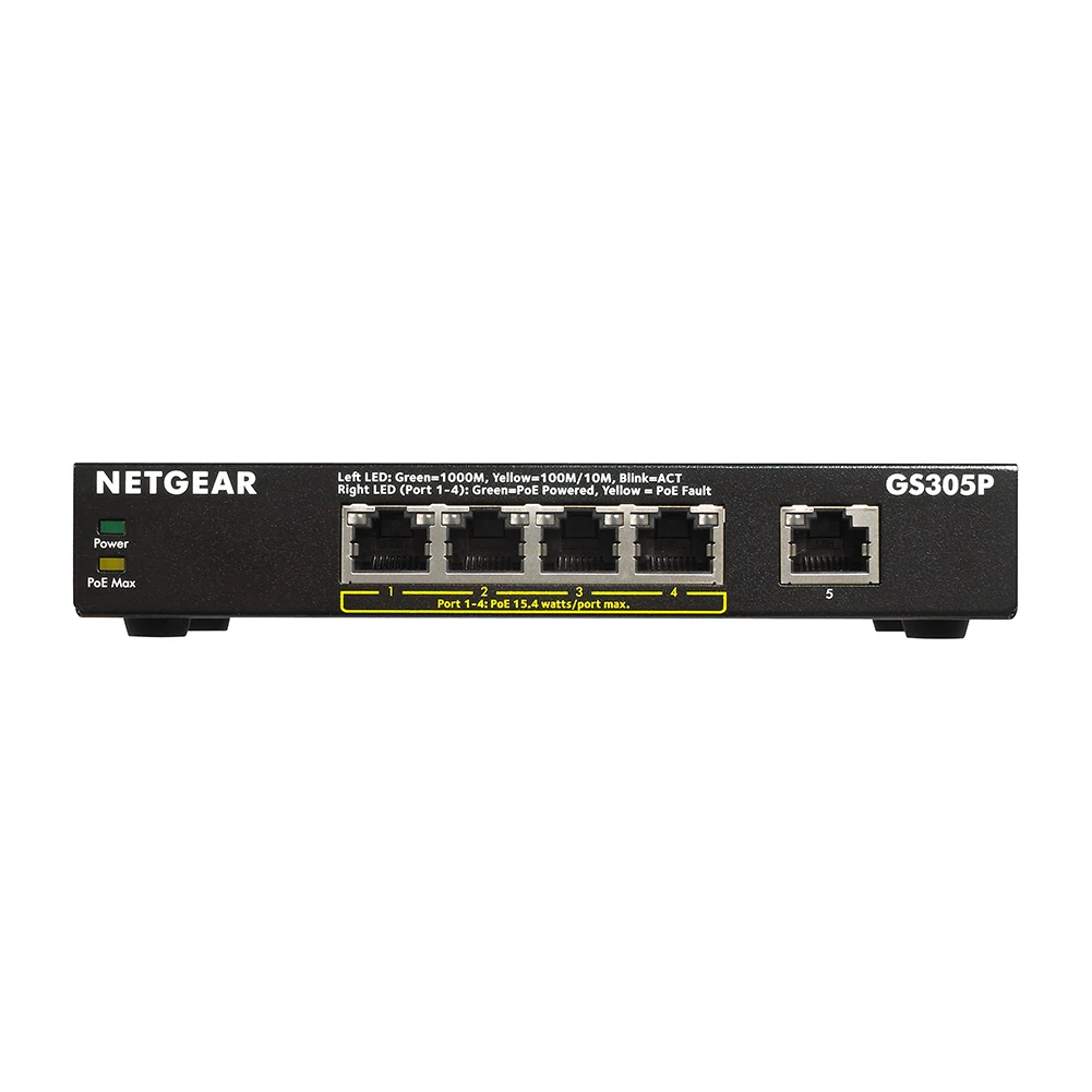 Netgear GS305P-200AUS SOHO 5-port Gigabit Unmanaged Switch with 4-port PoE (56W PoE budget)