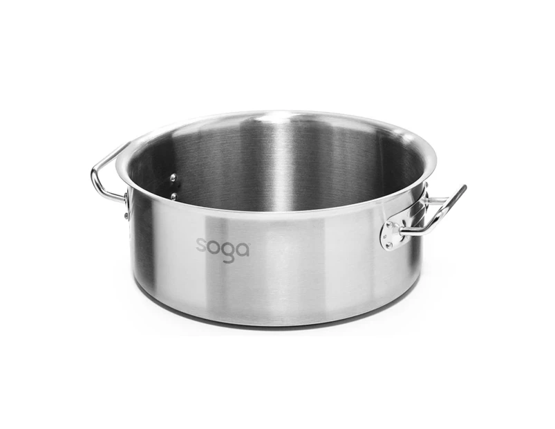 SOGA Stock Pot 23L Top Grade Thick Stainless Steel Stockpot 18/10 Without Lid