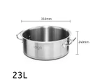 SOGA Stock Pot 23L Top Grade Thick Stainless Steel Stockpot 18/10 Without Lid