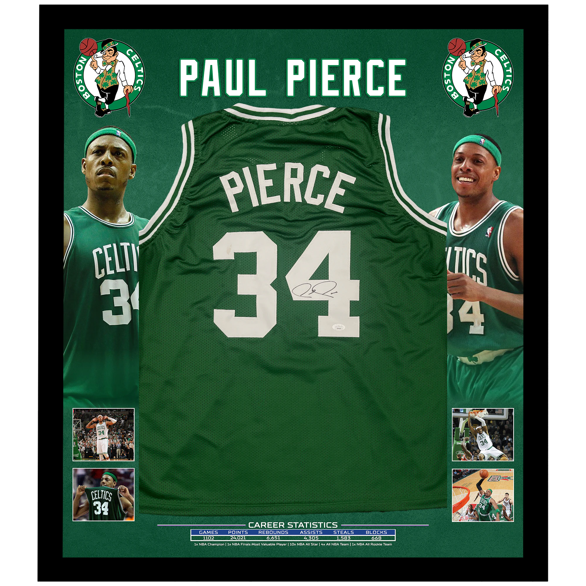 Basketball - Paul Pierce Signed & Framed Boston Celtics Jersey (JSA COA)