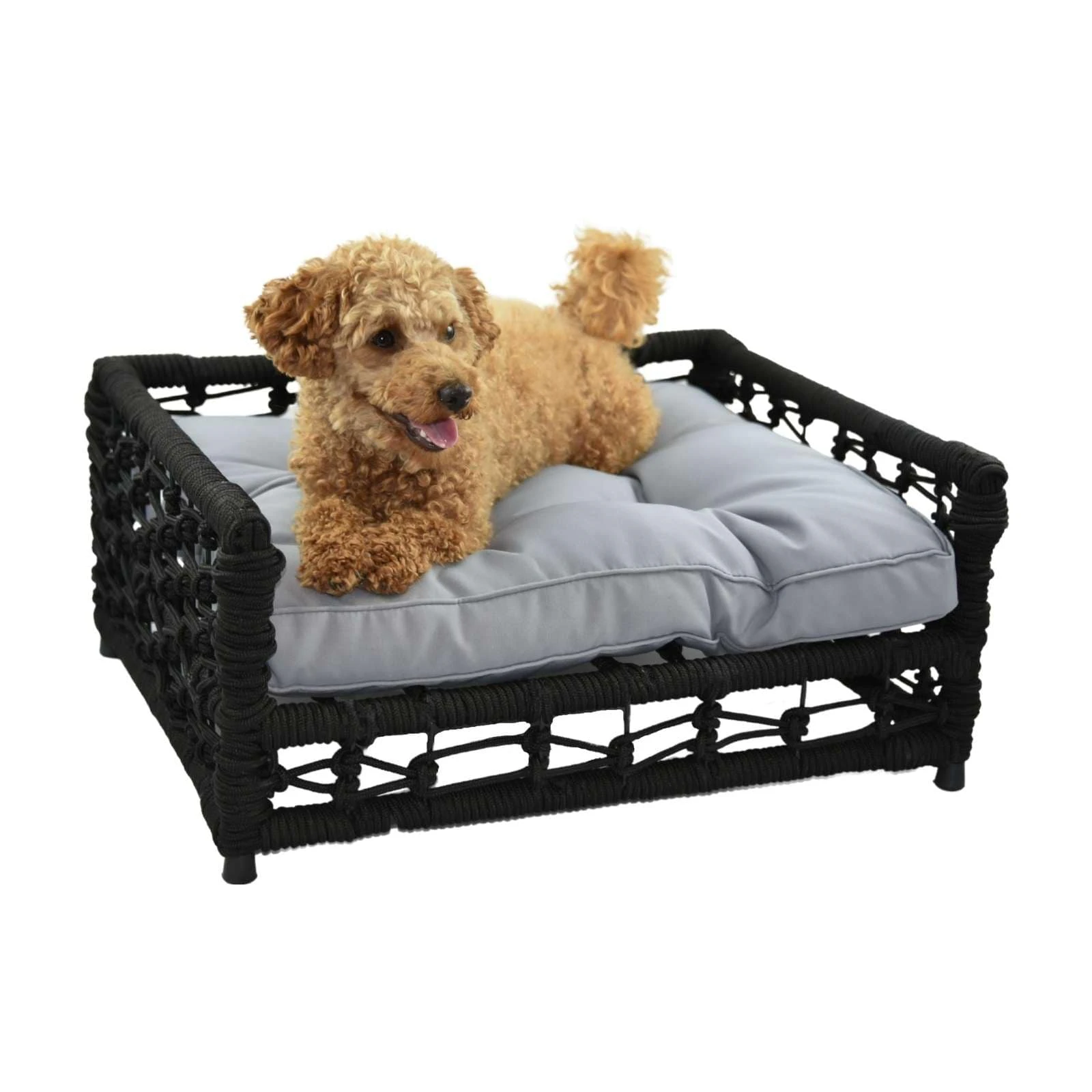 Hondje Outdoor Wicker Rope Elevated Dog Bed Small