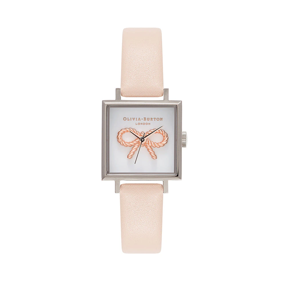 Olivia Burton Vintage Bow Silver Peach Watch