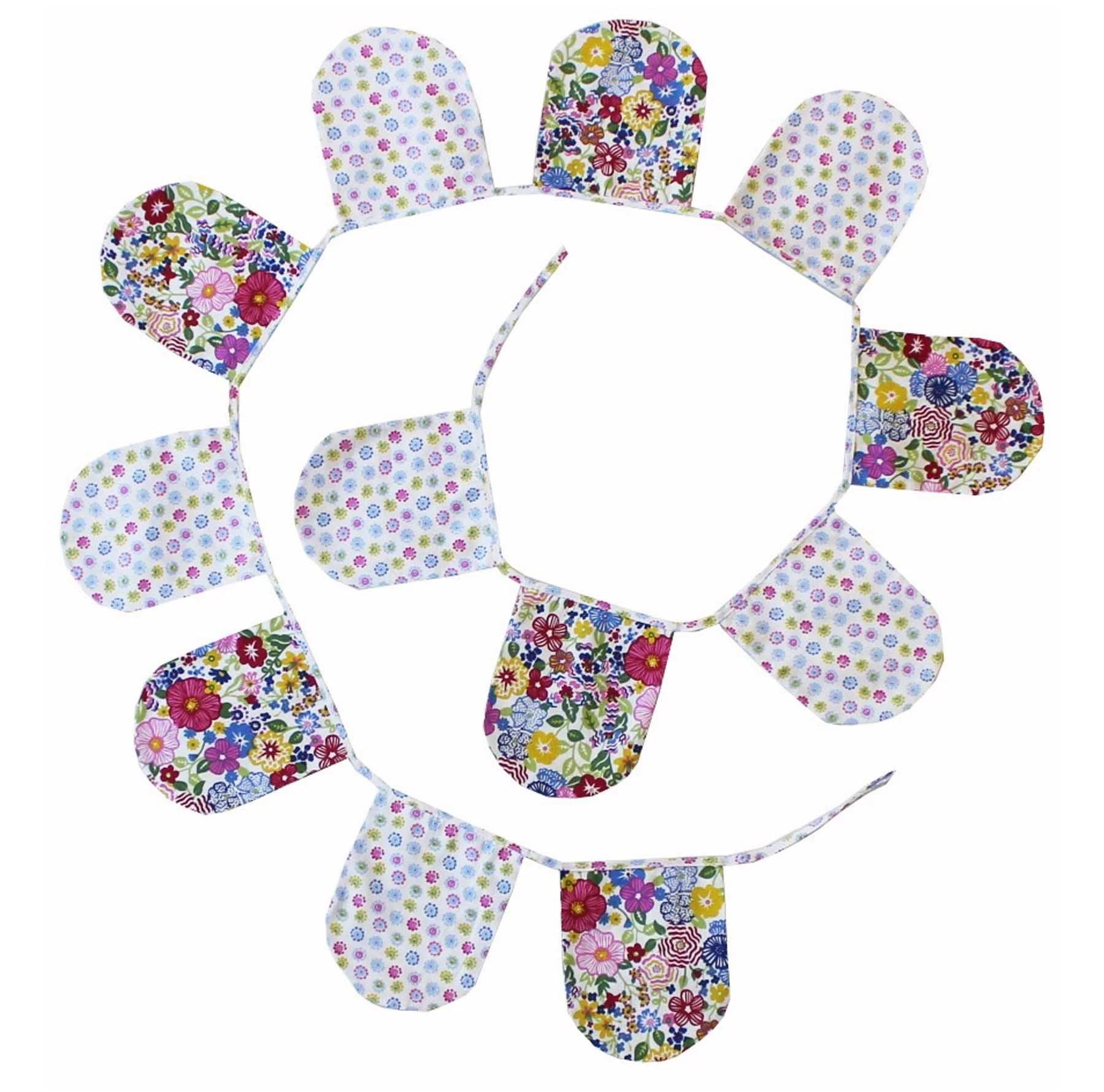 PRIMROSE COTTON BUNTING PARTY DECOR FLAGS PENNANT - 12 Flags