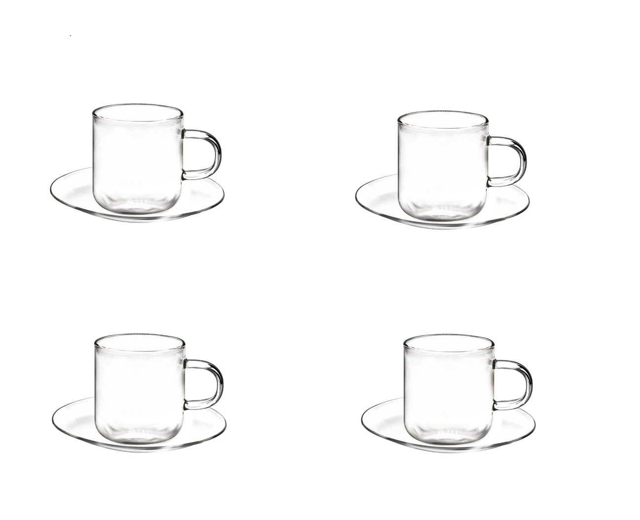 Set of 4 Odin Coffee Mug Glass Tea Borosilicate Thermal Heat Resistant 90ml