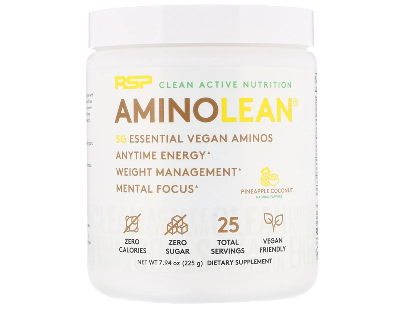 RSP Nutrition, AminoLean, Essential Vegan Aminos, Pineapple Coconut, 7.94 oz (225 g)