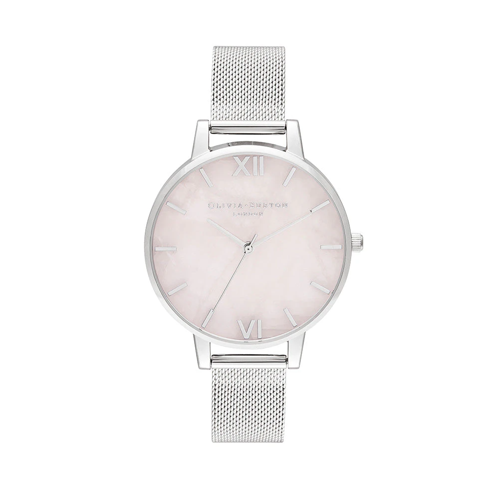 Olivia Burton Semi Precious Silver Mesh Watch