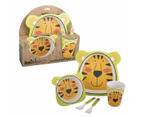 Tiger Bamboo Kids Meal Time Set Spoon Plate Fork Children Kid 5 pieces