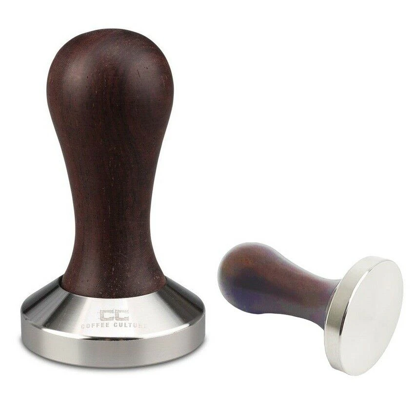 Ebony Wood Coffee Tamper Barista Tools Espresso Making Stainless Steel 58mm