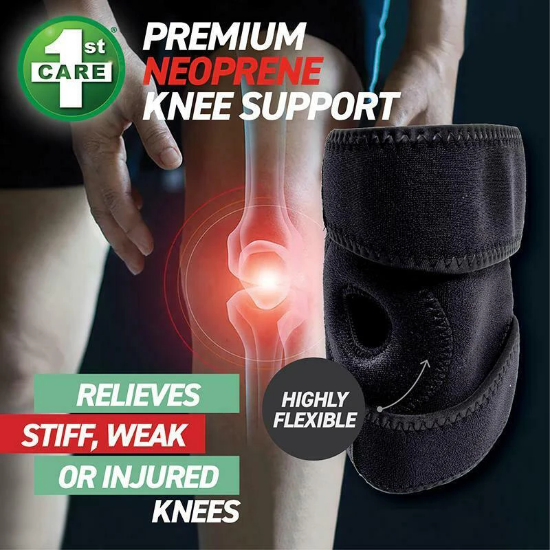 Knee Support Neoprene Brace Guard Stabilizer Strap Wrap Open Adjustable Sports