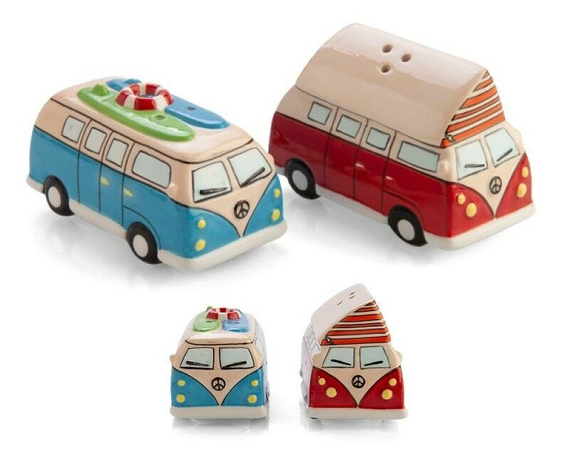 Combi Kombi Surf Camper Vintage Retro Ceramic Salt & Pepper Shakers Set