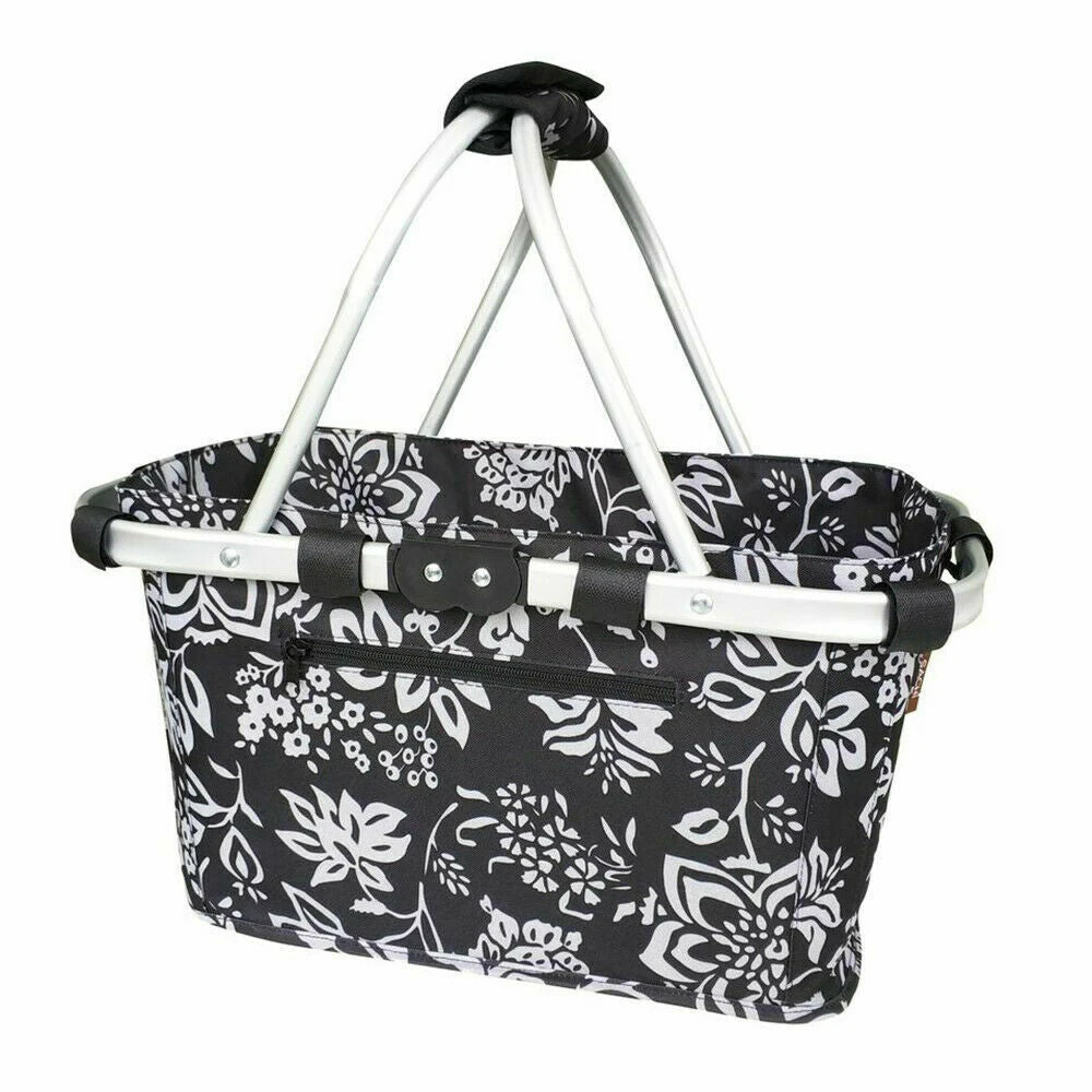 Sachi Collapsible Foldable Picnic Shopping Carry Basket Bag 49cm Camellia Black