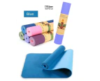 TPE Yoga Mat Non-Slip Gym Fitness Home Exercise Pilates Fit 183x61x0.6cm BLUE