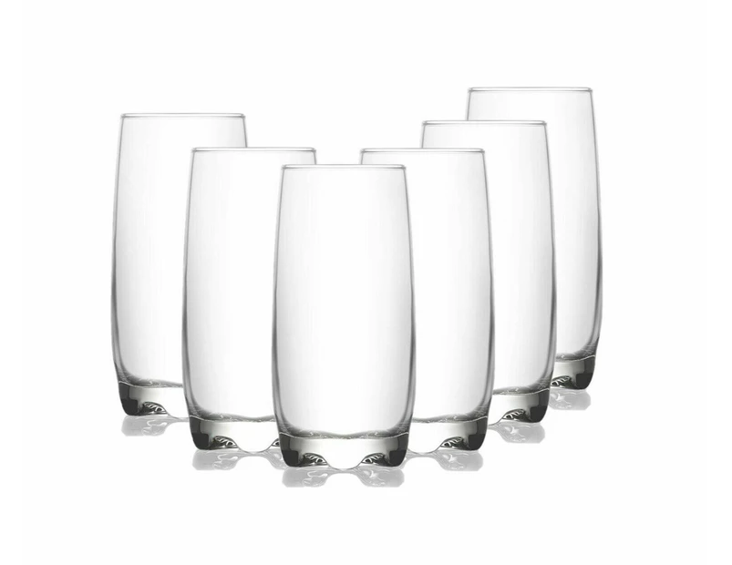 Set of 6 Clear Glass Tumbler Hi Ball Water Drinking Glasses Drink 390ml