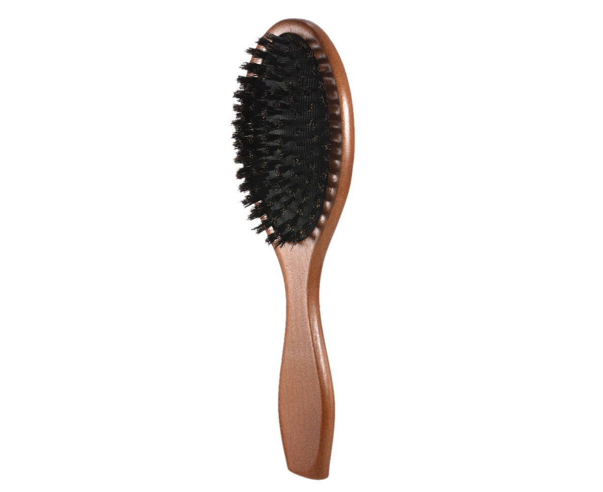 Natural Boar Bristle Hair Brush Comb Oval Anti-static Paddle Hair Extension Brush Scalp Massage Beech Wooden Handle